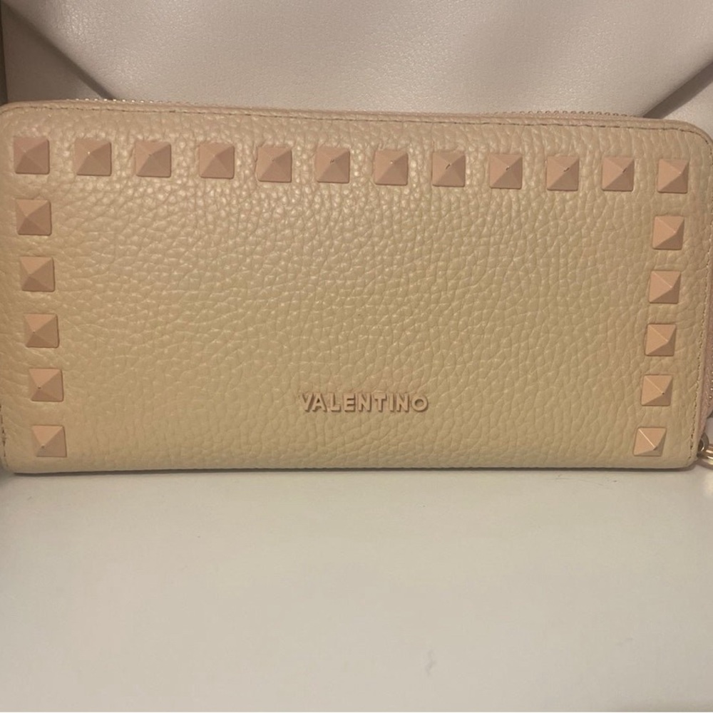 Valentino light pink studded wallet